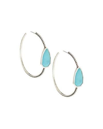 Large Cathedral Silver & Turquoise Hoop Earrings