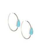 Large Cathedral Silver & Turquoise Hoop Earrings