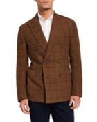 Men's Windowpane Wool Double-breasted Jacket