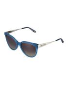 Modified Oval Acetate Sunglasses, Blue