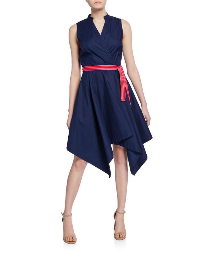 Marlene Sleeveless Poplin Wrap Dress