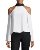 Serena Cold-shoulder Tie-neck Top