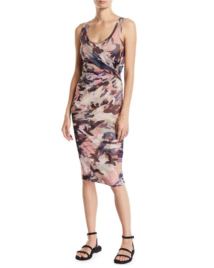 Camouflage Scoop-neck Fitted Tank Dress