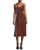 Velvet V-neck Sleeveless Midi