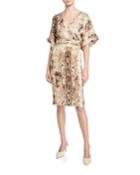 Snake-print Dolman-sleeve Dress