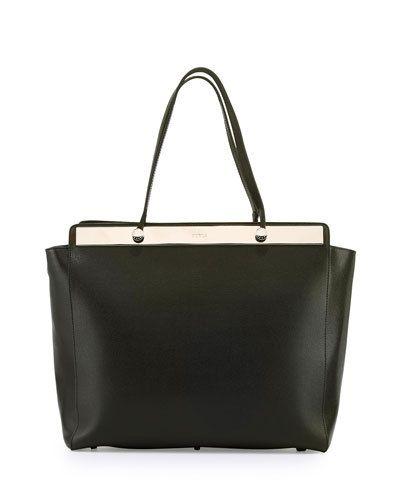 Mia Large Leather Tote Bag, Onyx