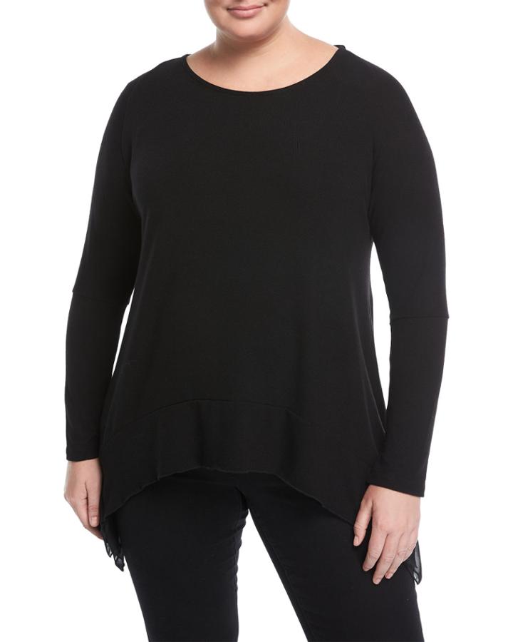 Plus Size Long-sleeve Sharkbite Tunic