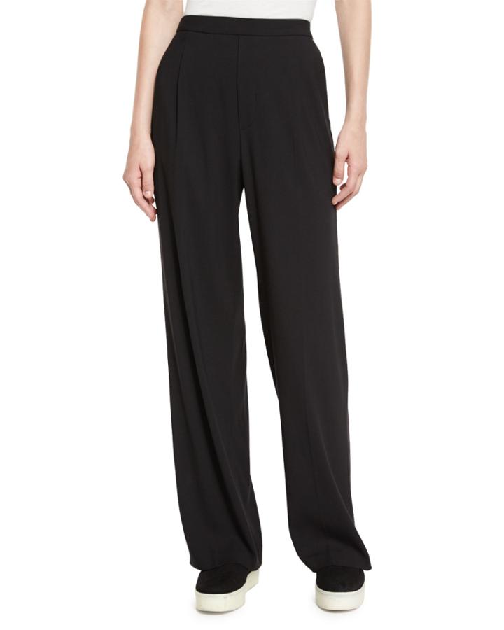 High-waist Single-pleat Pants, Black