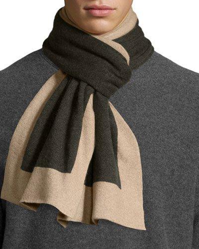 Cashmere Colorblock Scarf, Nile Brown/green