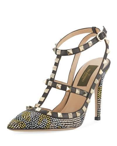 Rockstud Embellished Pointed Pump, Jet