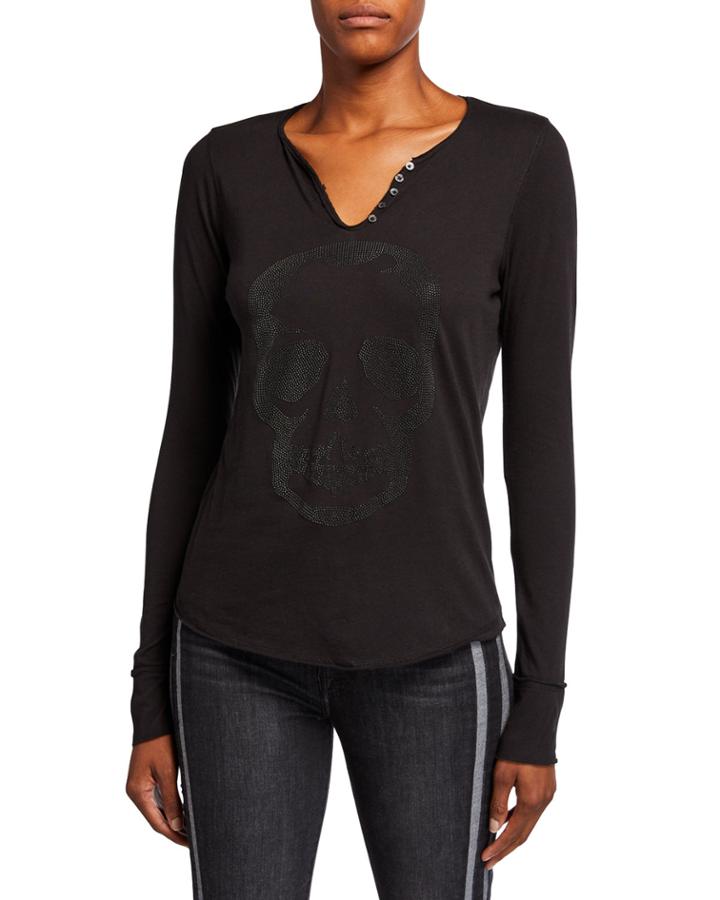 Tunisien Henley Long-sleeve Cotton Tee With