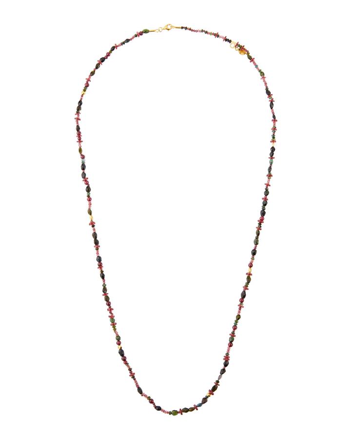 Long Tourmaline, Garnet & Pink Sapphire Necklace,