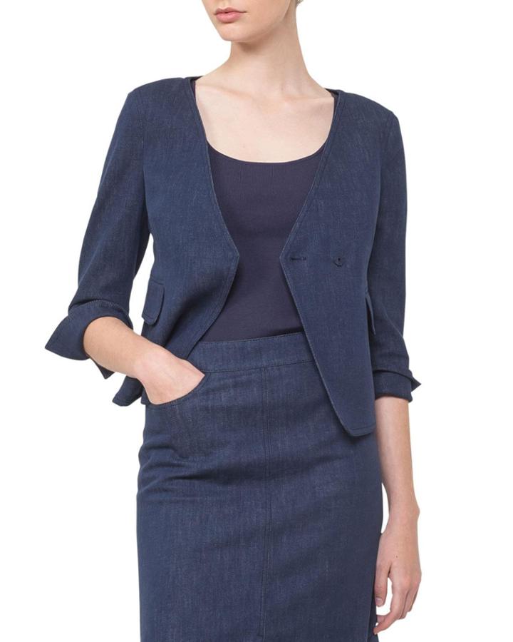 Short Denim Wrap-front Jacket
