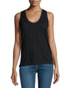 Distressed Tank Top, Noir