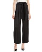Hammered Satin Wide-leg Fluid Pants W/