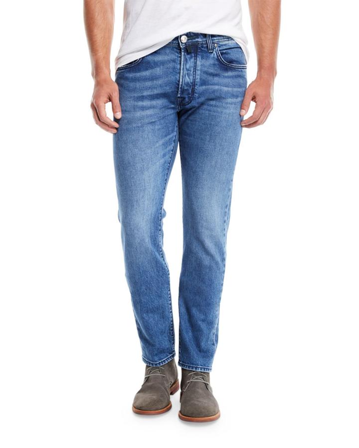 Men's Light-wash Straight-leg Jeans