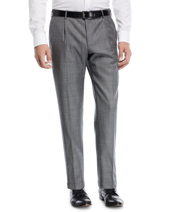 Pleat-front Sharkskin Trousers