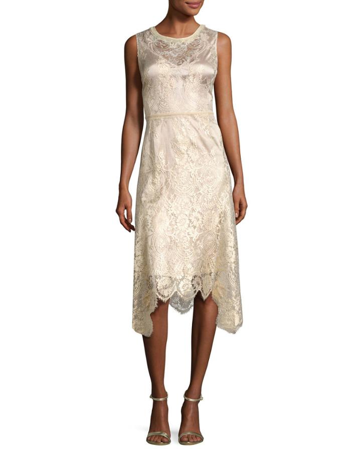 Sariyah Sleeveless Floral Lace Cocktail Dress, Gold