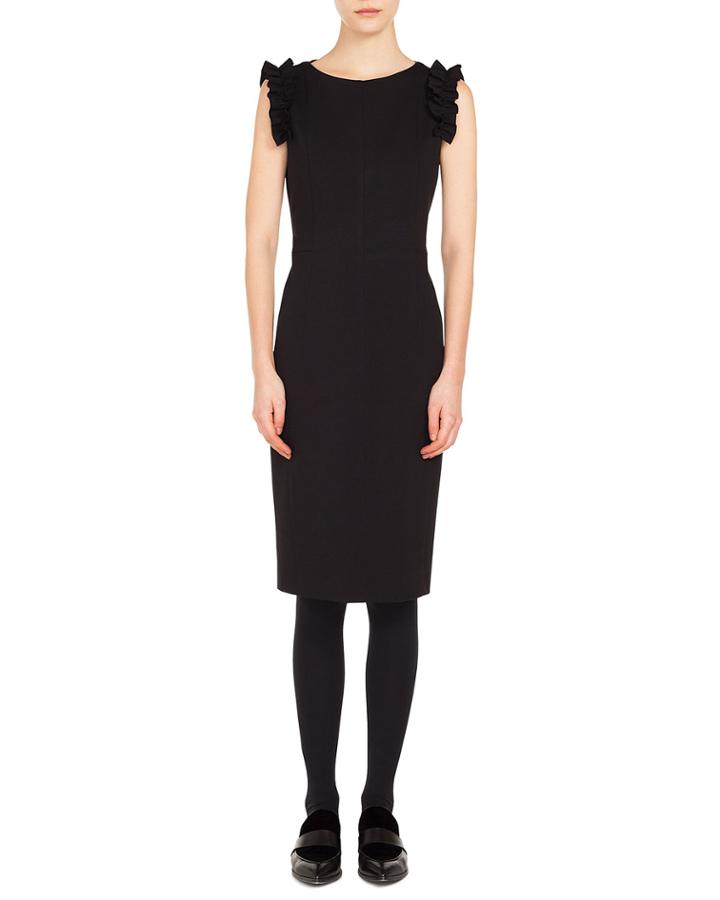 Sleeveless Ruffled-sleeve Jersey Knee-length Dress