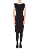 Sleeveless Ruffled-sleeve Jersey Knee-length Dress