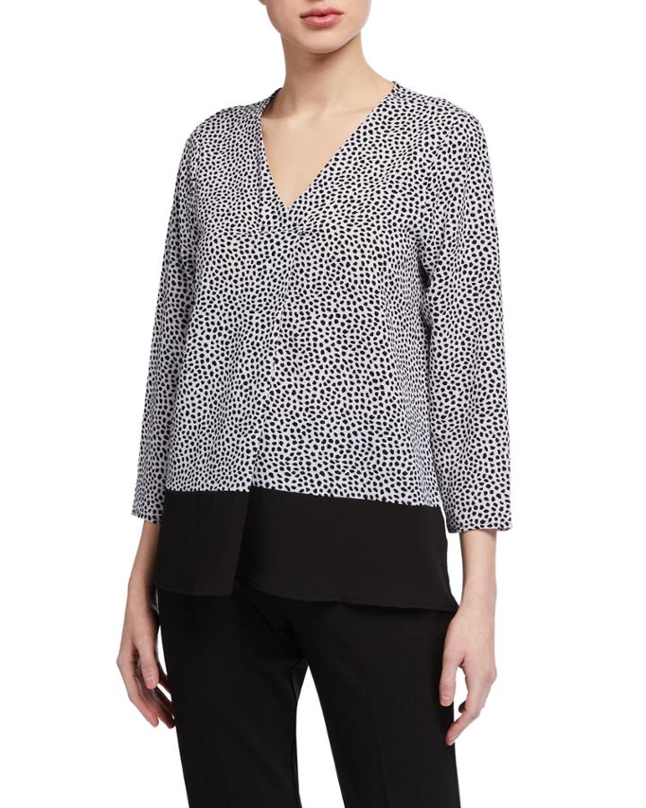 34-sleeve Crossover V-neck Top