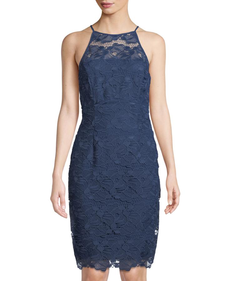 Benson Floral Lace High-neck Dress