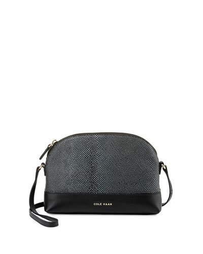 Milena Lizard-embossed Leather Crossbody Bag, Black/ivory