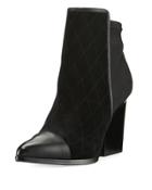 Valdez Quilted Mixed Bootie, Black