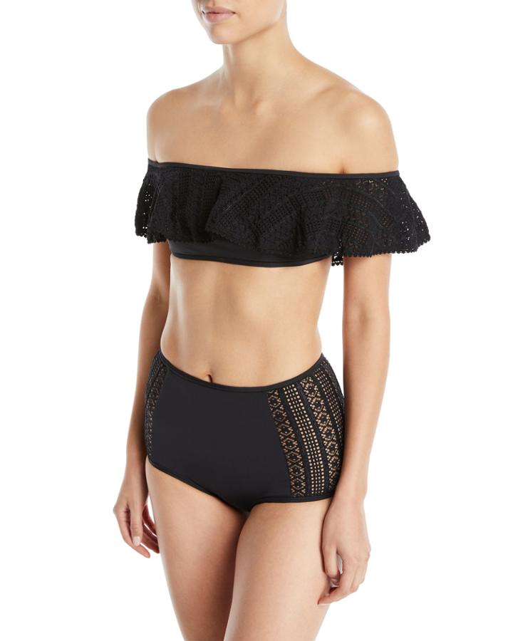 Off-the-shoulder Crochet Bikini Top