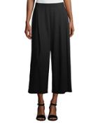 Cropped Pleated Knit Culotte Pants