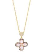 Pave Crystal Clover Pendant Necklace, Pink