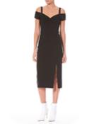 Off-the-shoulder Wool Cocktail Dress