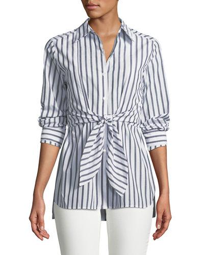 Tie-front Button-front Blouse