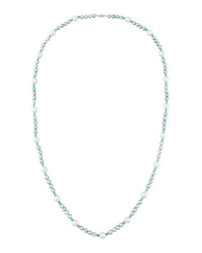 Long Akoya & Freshwater Pearl Necklace W/ Apatite