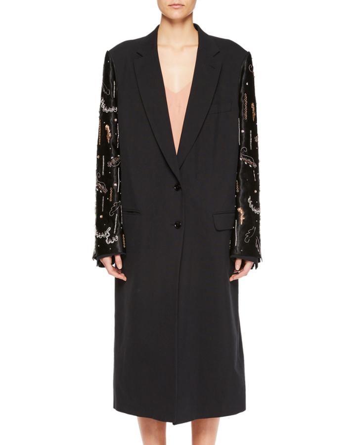 Rinos Embroidered Two-button Coat W/ Detachable