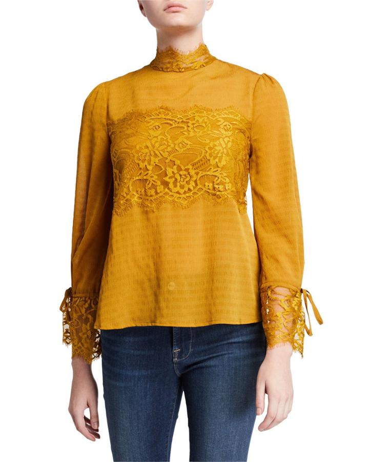 Lace-detail Long-sleeve Top