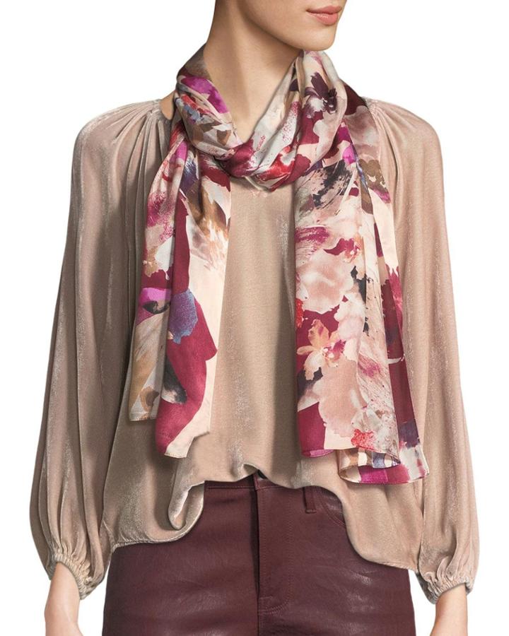 Floral Photo Clash Silk Oblong