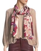 Floral Photo Clash Silk Oblong
