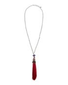 Red Tassel Multi-bead Necklace