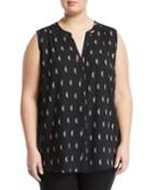 Sleeveless Paisley Button-front Blouse