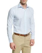 Striped Long-sleeve Sport Shirt, Blue Vento