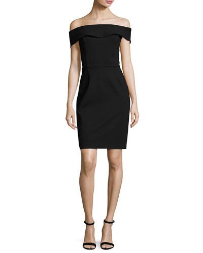 Off-the-shoulder Sheath Dress, Black