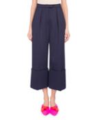 Cuffed Wide-leg Pants, Blue