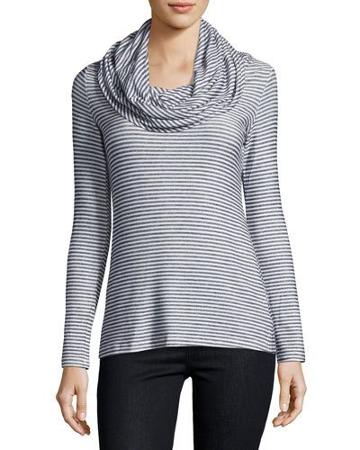 Striped Cowl-neck
