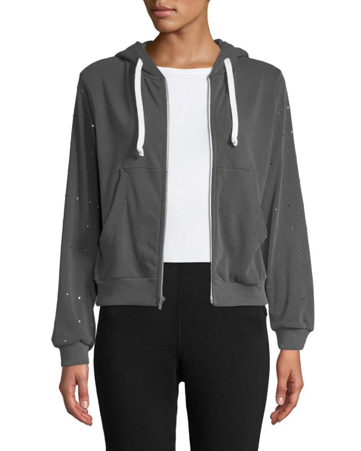 Reagan Rainbow-rhinestone Zip-front Hoodie