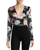 Garden Of Eden Velvet Crop Top, Black Pattern