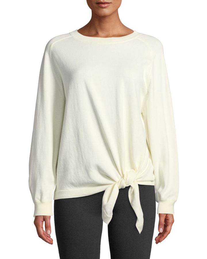 Tie-waist Cotton Crewneck