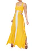 Citrine Silk Printed Cutout Dress