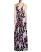 Floral Illusion Sweetheart Dress, Black