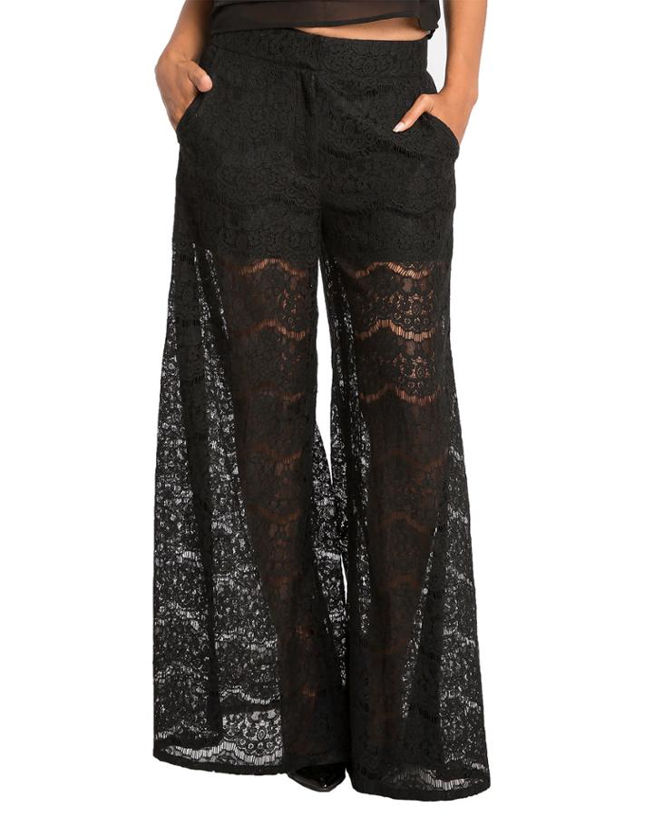 April Spring Peek-a-boo Lace Palazzo Pants